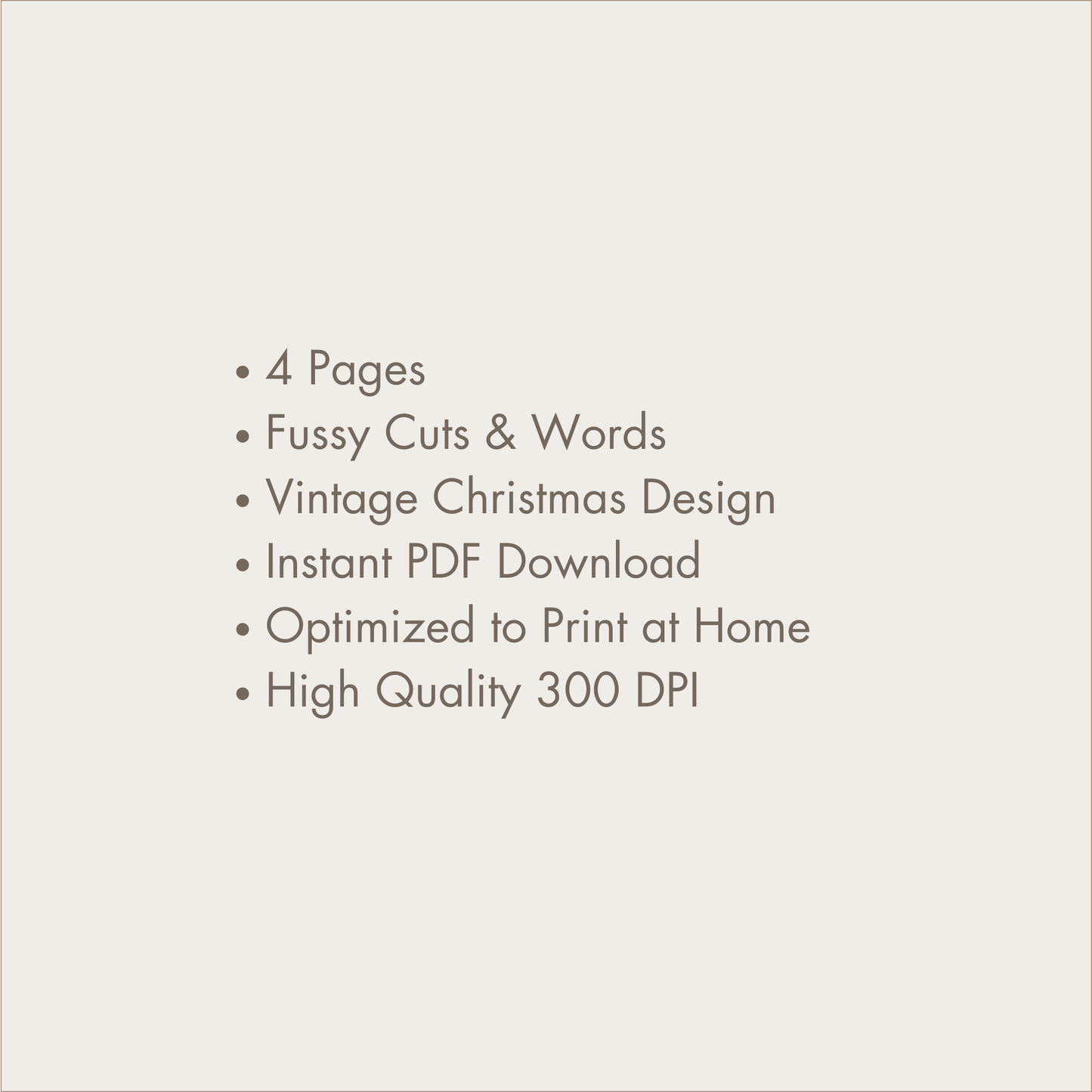 a white background with the text 4 pages fussy cuts & words vintage christmas design