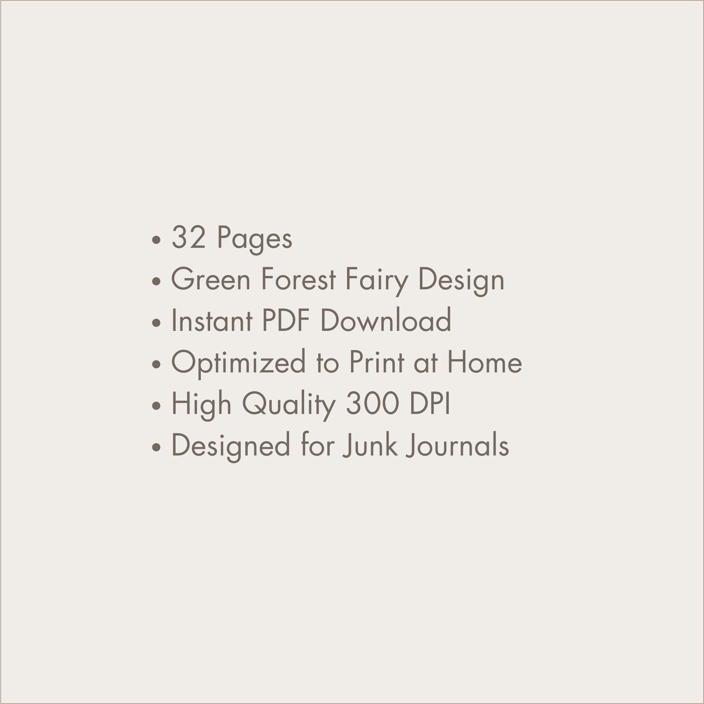 a white background with the text 22 pages green forest fairy design instant ppf