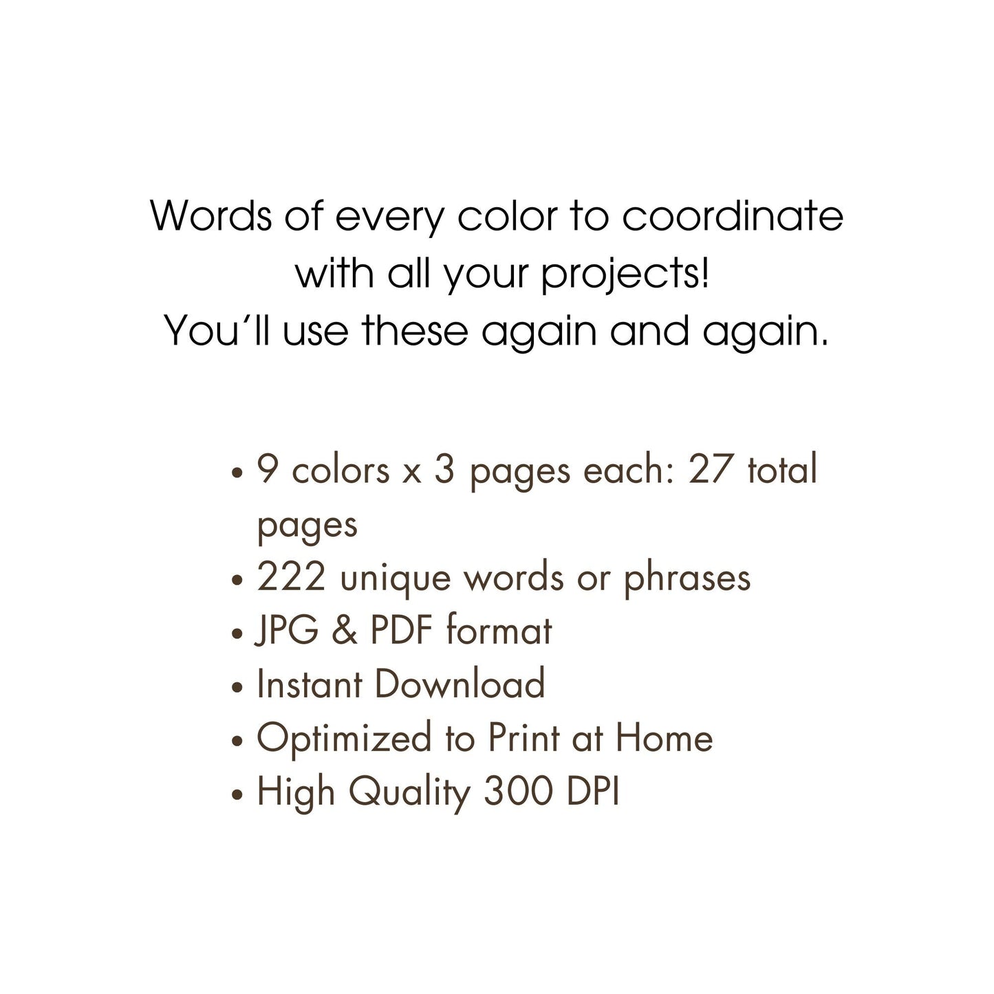 Colored Junk Journal Word Strips