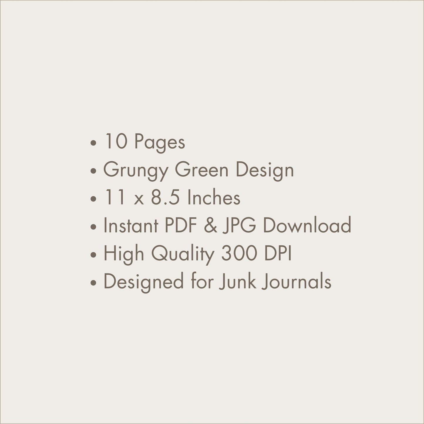 a white background with text that reads 10 pages grungy green design 11x