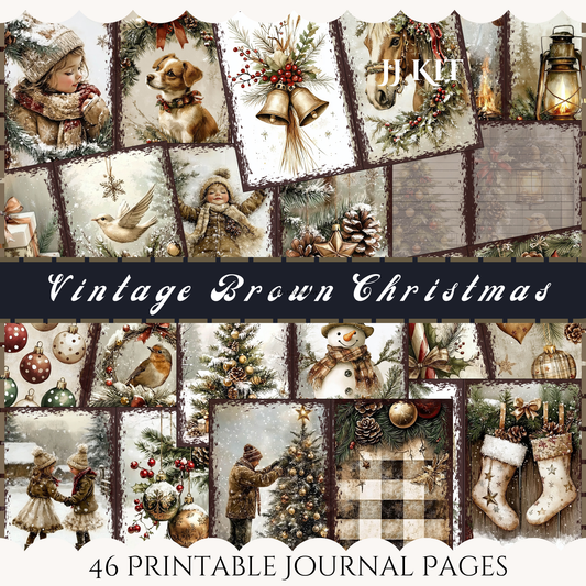 a collage of vintage brown christmas images