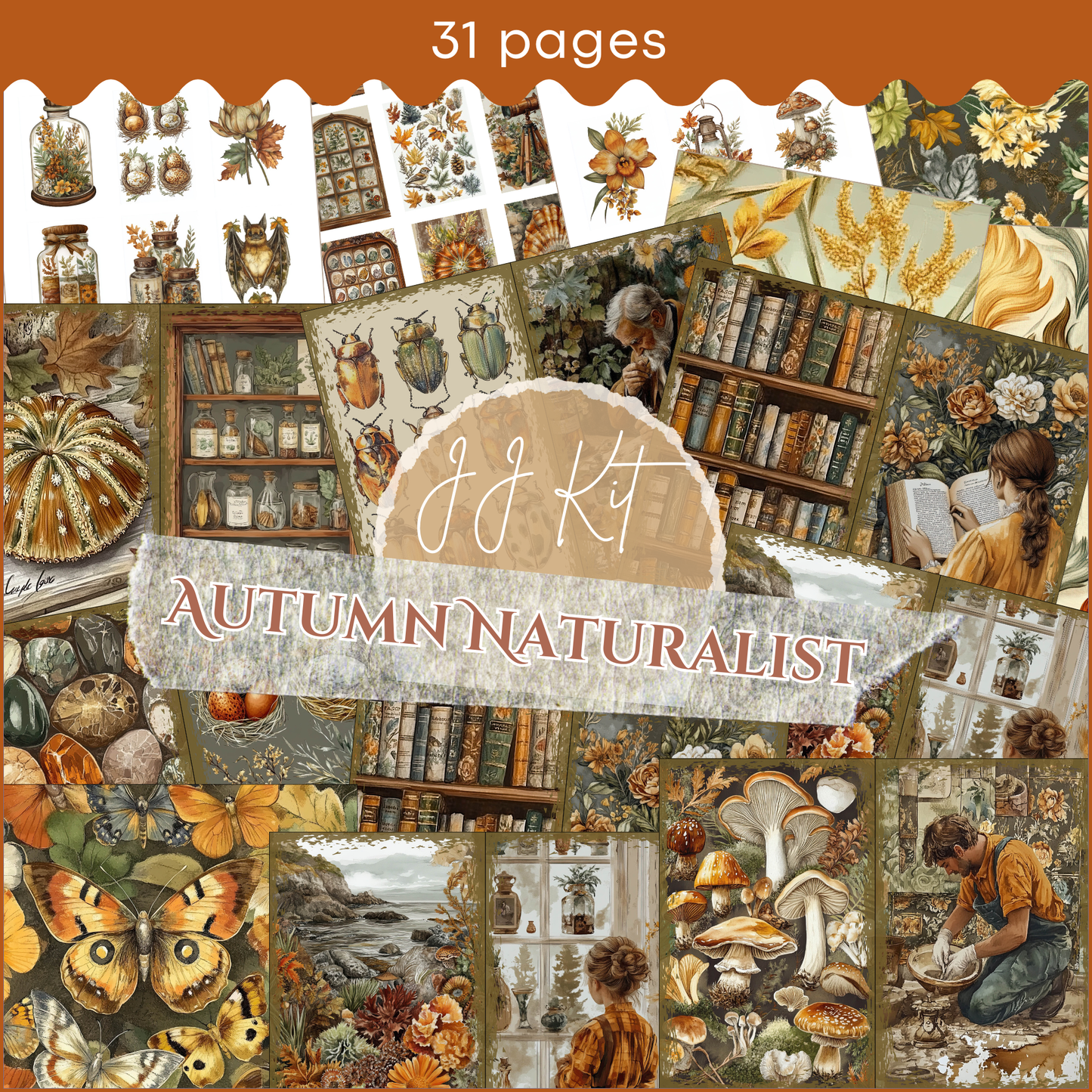 a collage of books and pictures of autumn