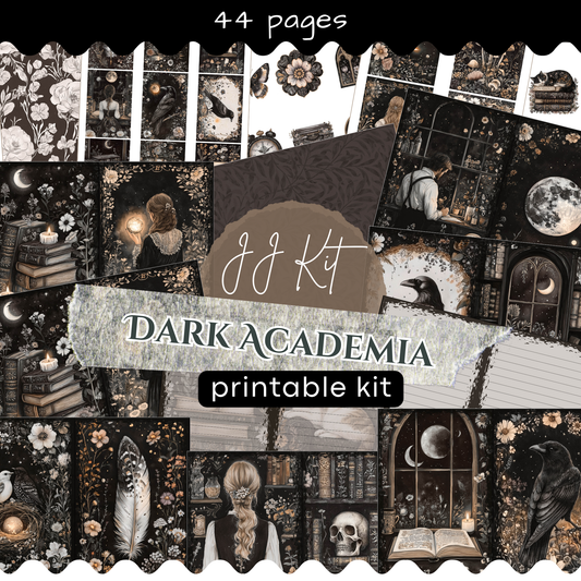 the dark academy printable kit includes four pages