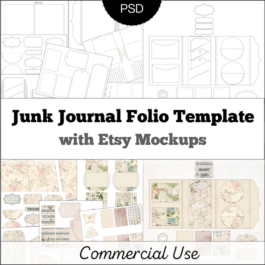 the cover of a journal with the text junk journal fold template with easy mocks