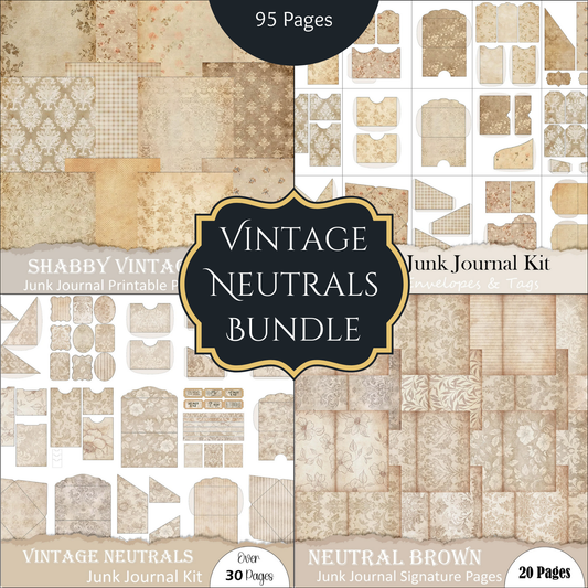 the vintage neutrals bundle includes a variety of patterns