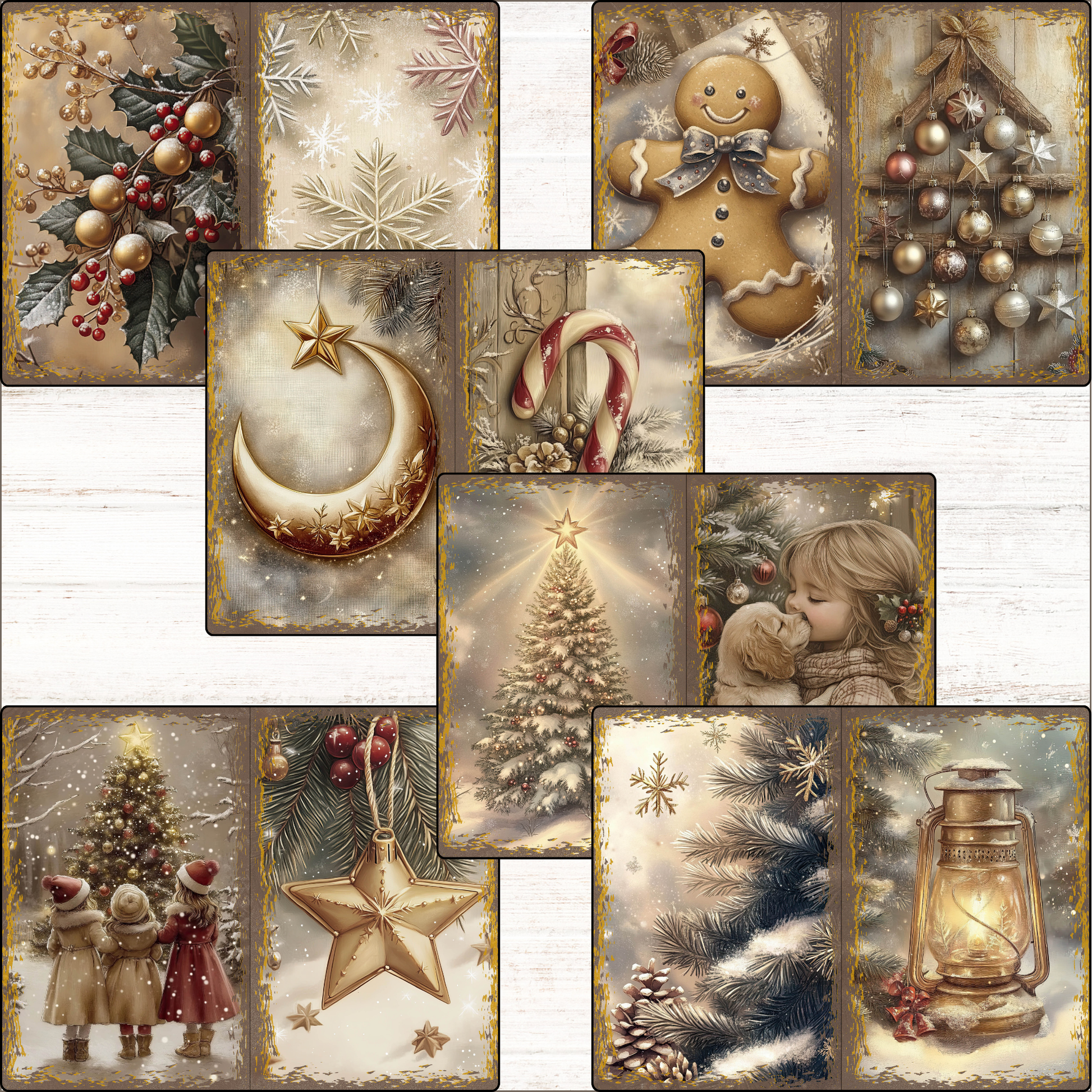 a collage of christmas cards with a teddy bear