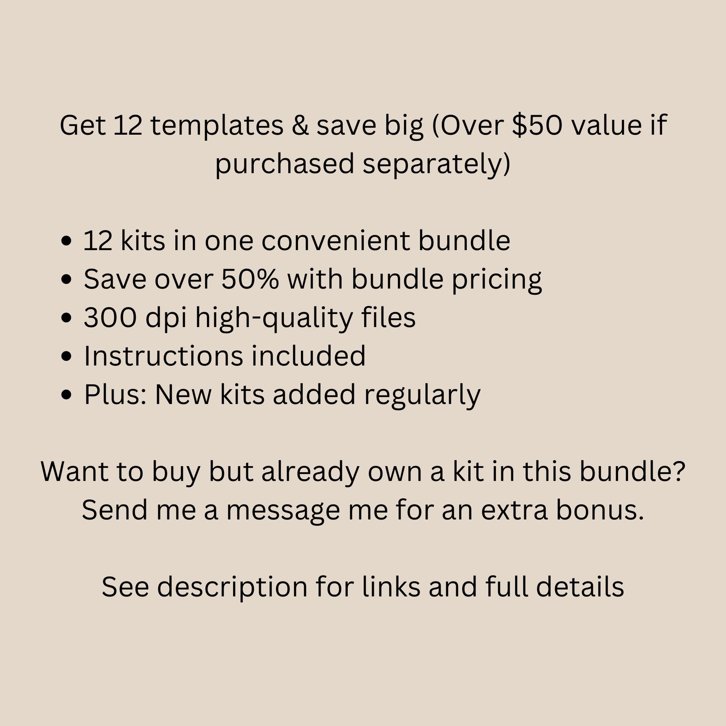 a sign that says get 12 templates & save big over $ 50 value if