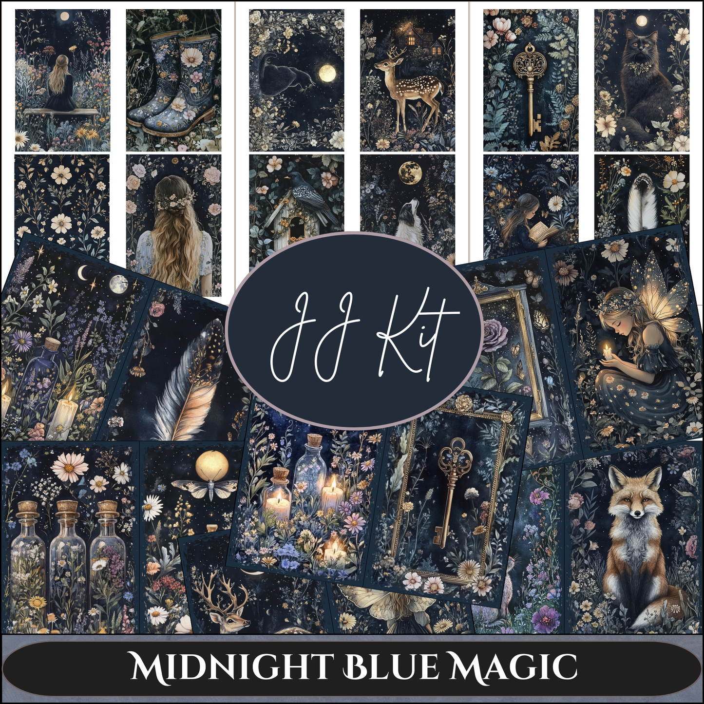 a collage of images with the words midnight blue magic