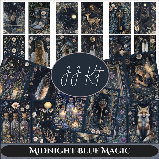 a collage of images with the words midnight blue magic