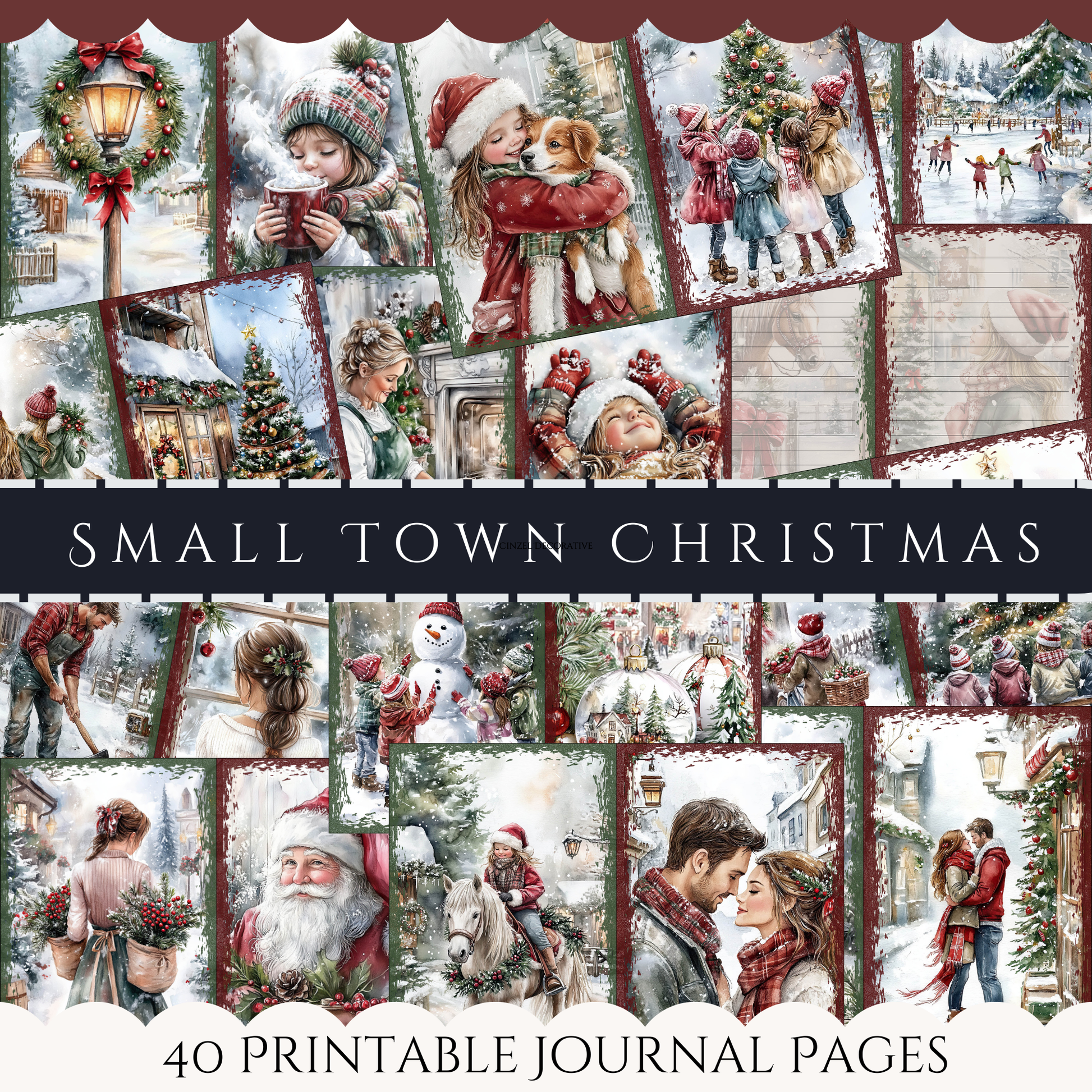 small town christmas printable journal pages