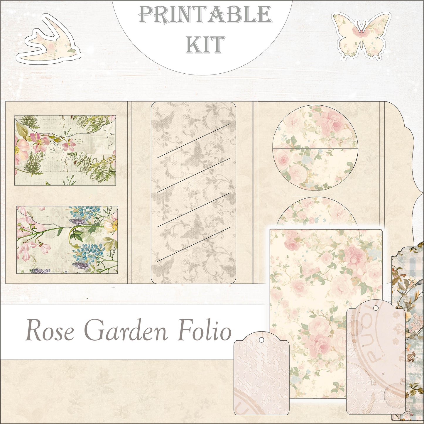 the printable kit for a rose garden folio