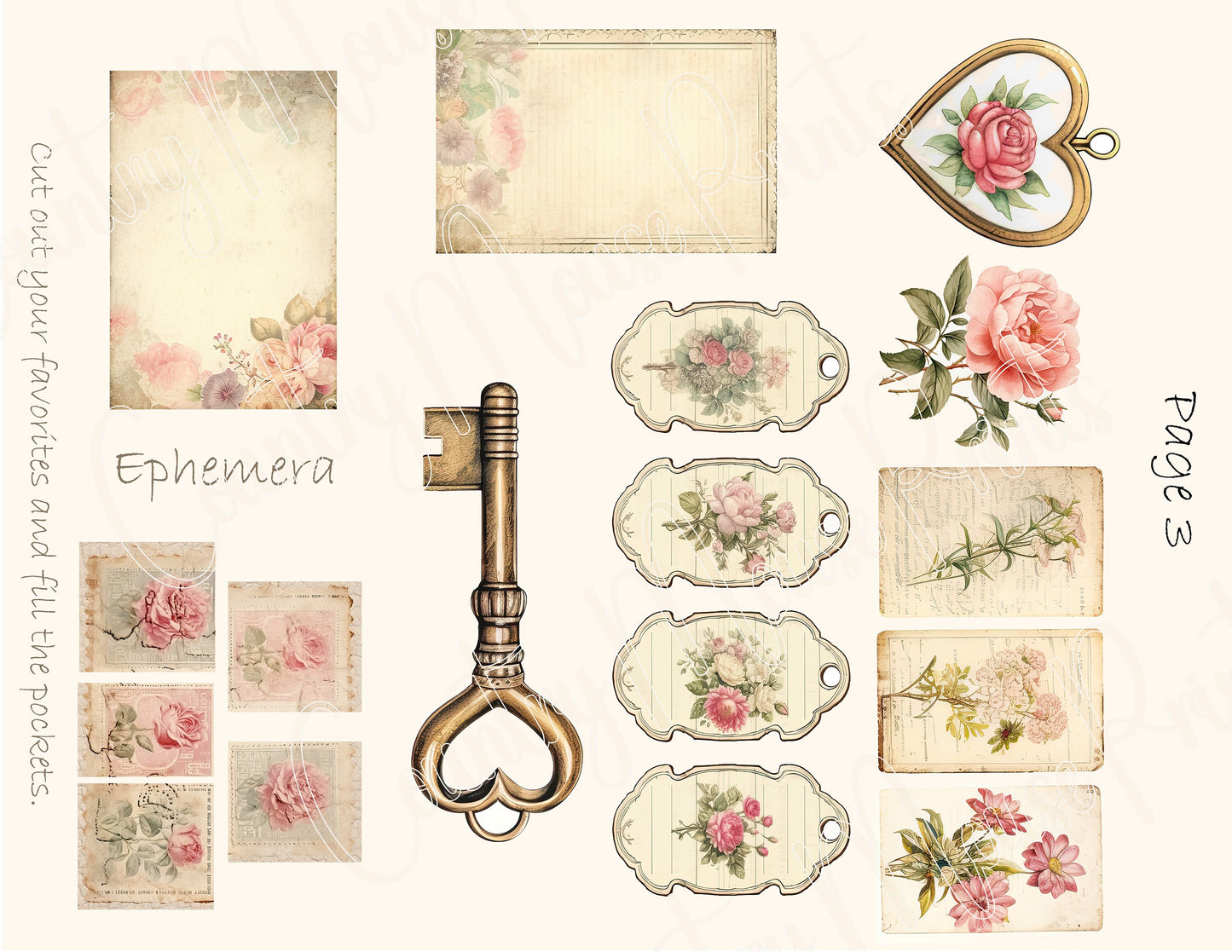 Vintage Rose Pink Junk Journal Mini Folio Kit