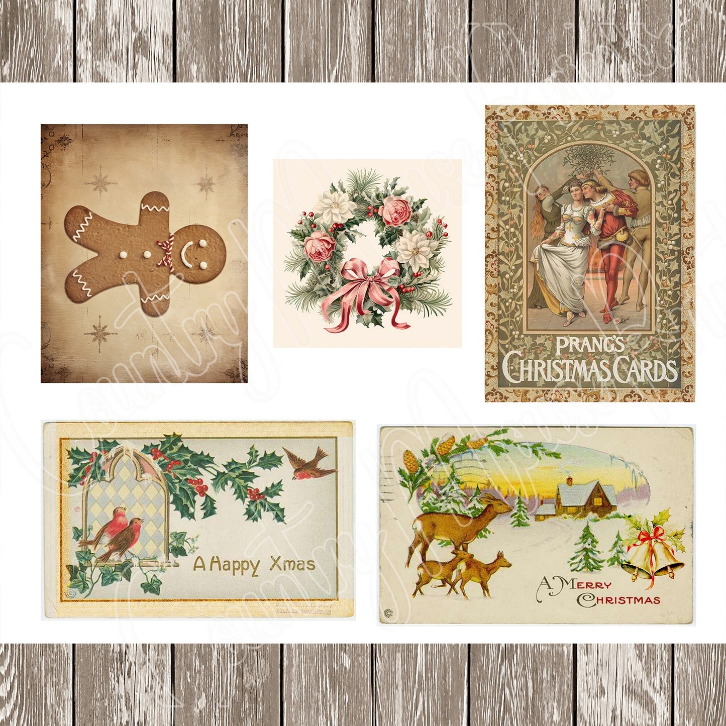 Vintage Junk Journal Christmas Tags Ephemera