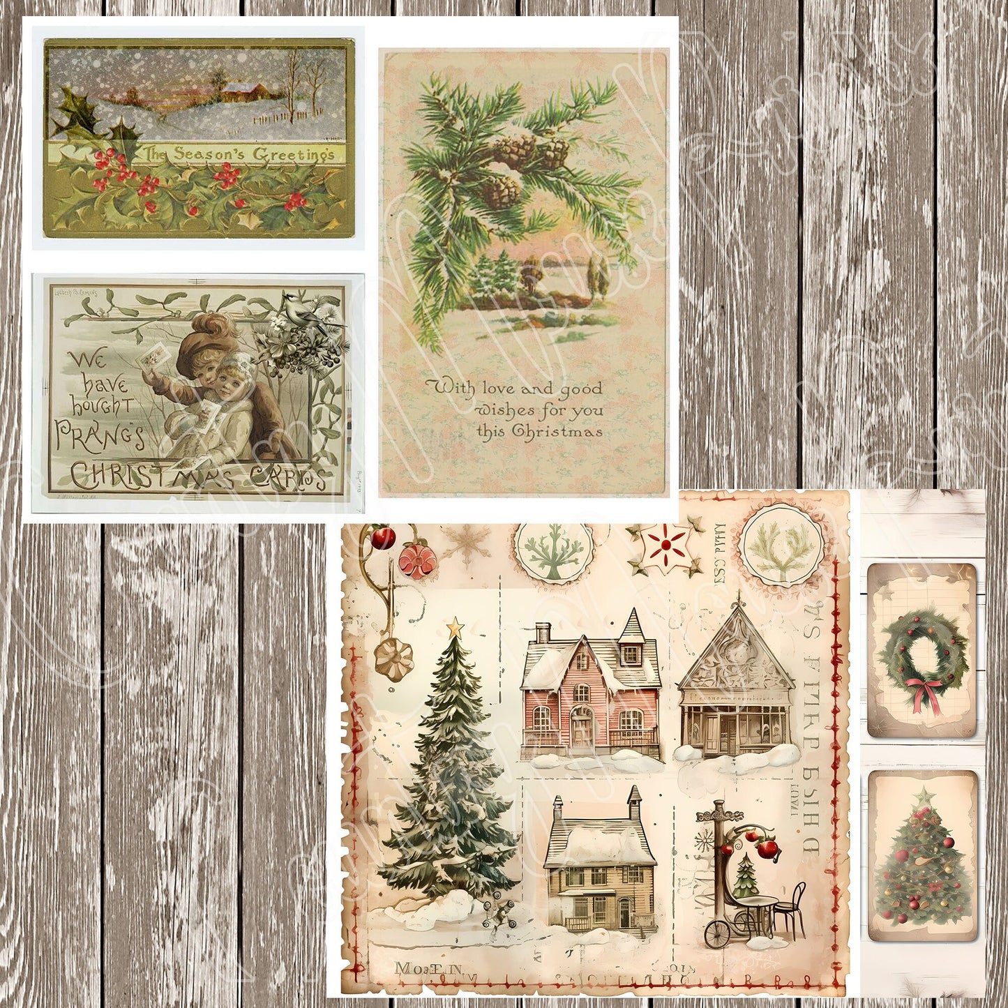 Vintage Junk Journal Christmas Tags Ephemera