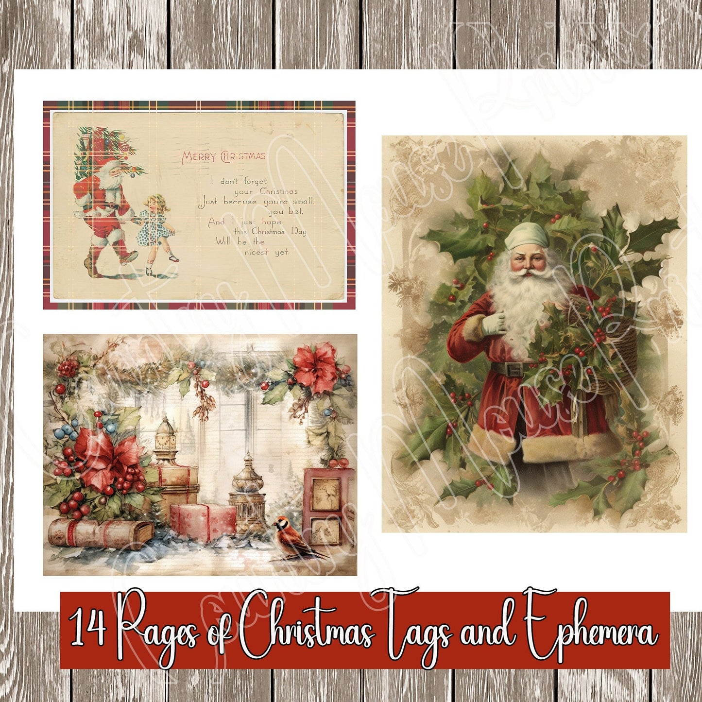 Vintage Junk Journal Christmas Tags Ephemera