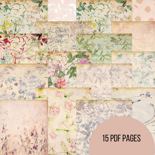 Wildflower Junk Journal Floral Background Pages