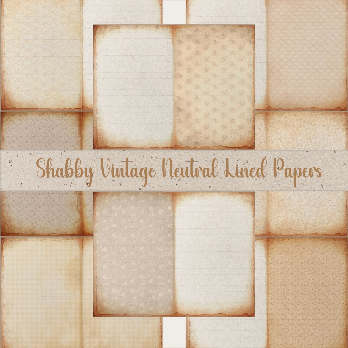 Shabby Vintage Lined Junk Journal Background Papers