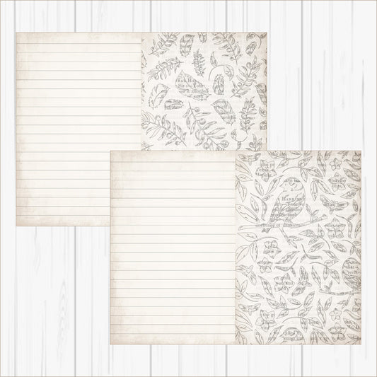 Lined Bird Butterfly and Feather Notebook Papers