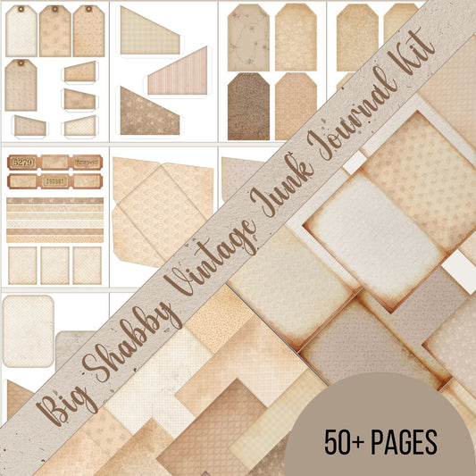 Big Shabby Vintage Neutral Junk Journal Kit