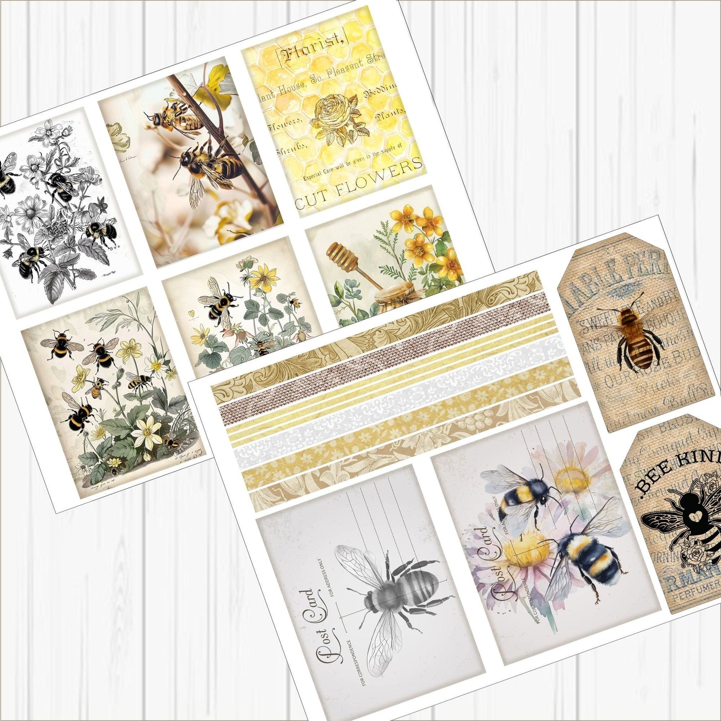 Vintage Bee Junk Journal Folio Kit