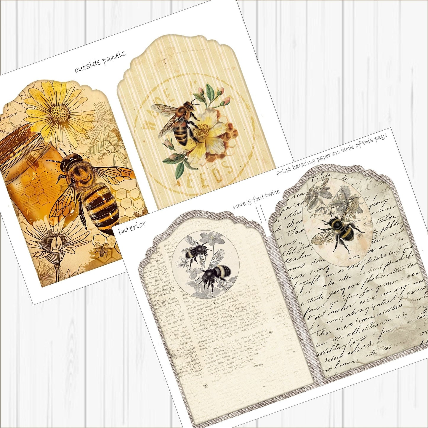 Vintage Bee Junk Journal Folio Kit