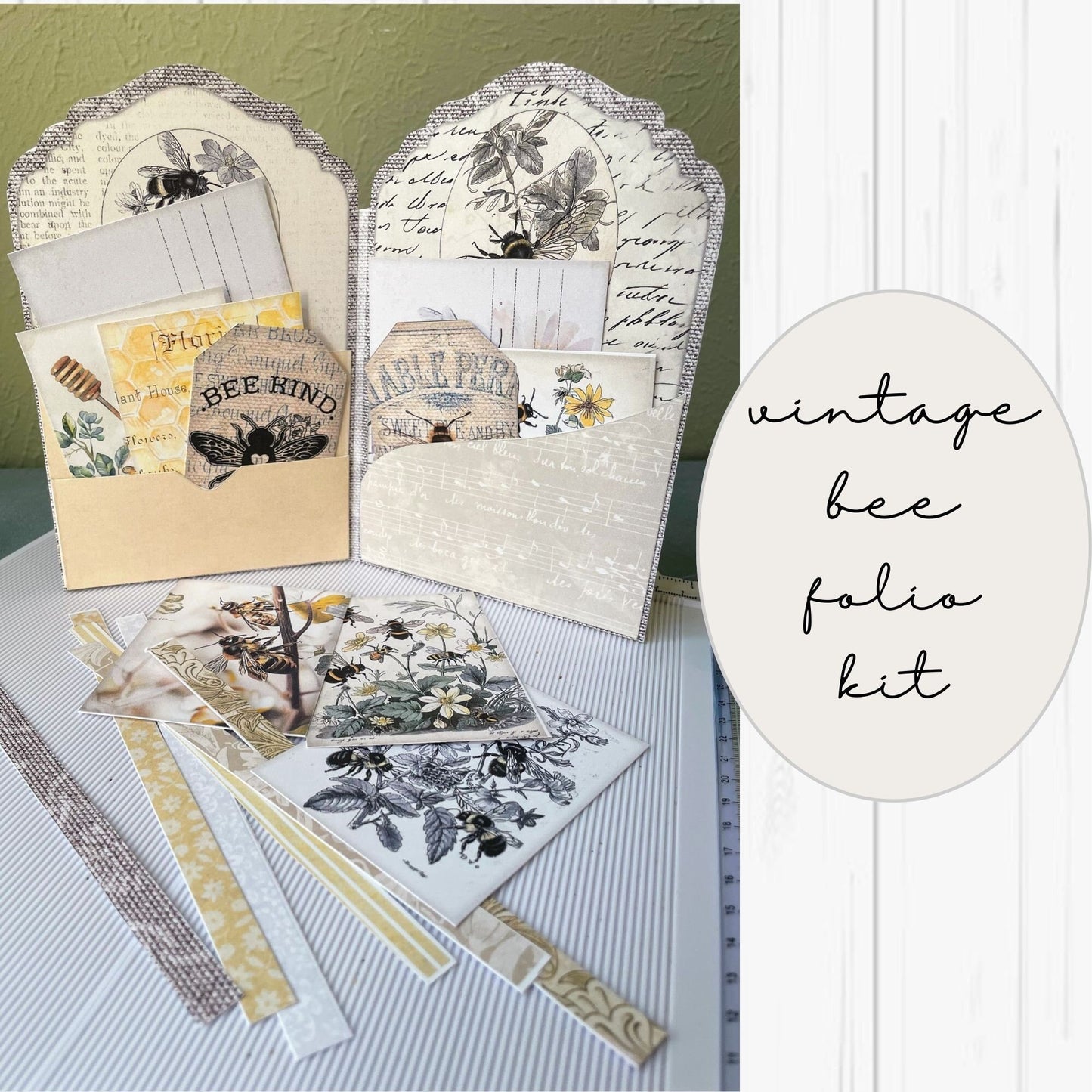 Vintage Bee Junk Journal Folio Kit