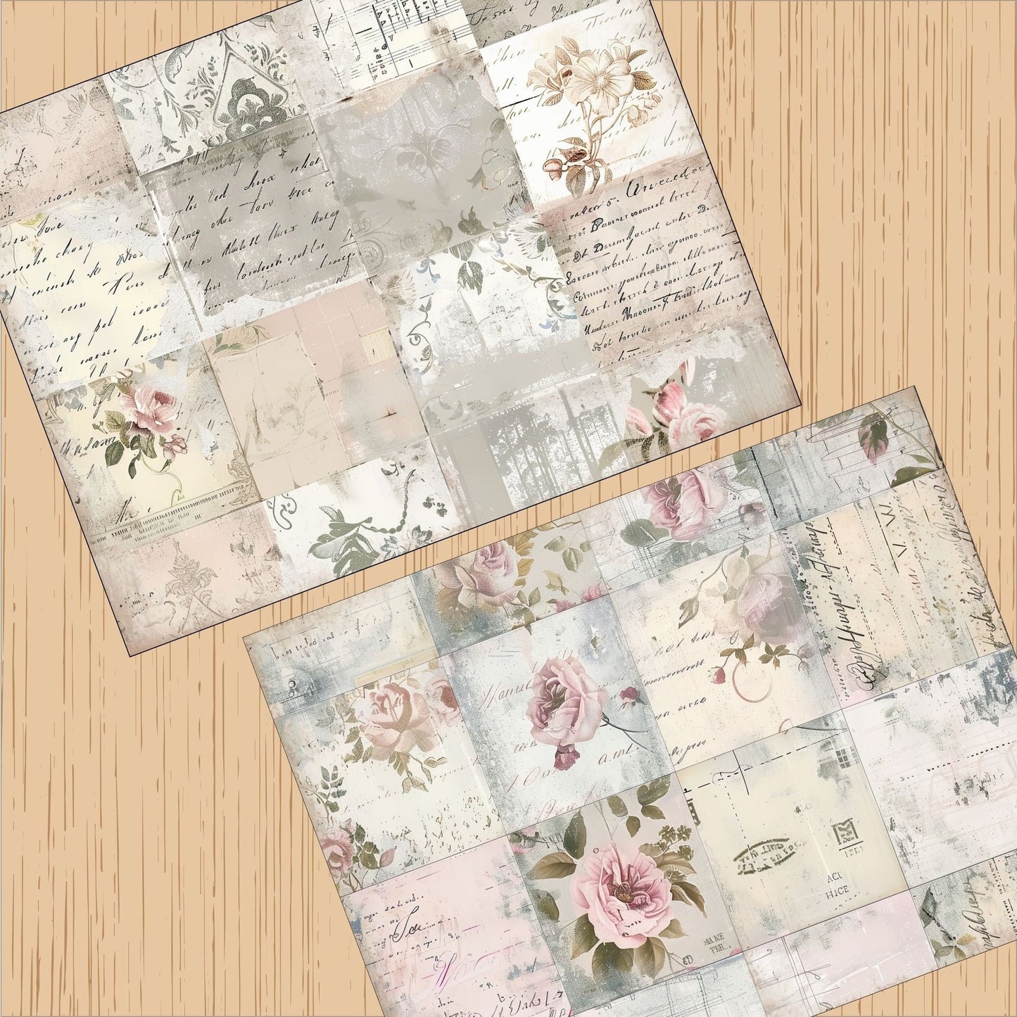 Romantic Collage Background Paper