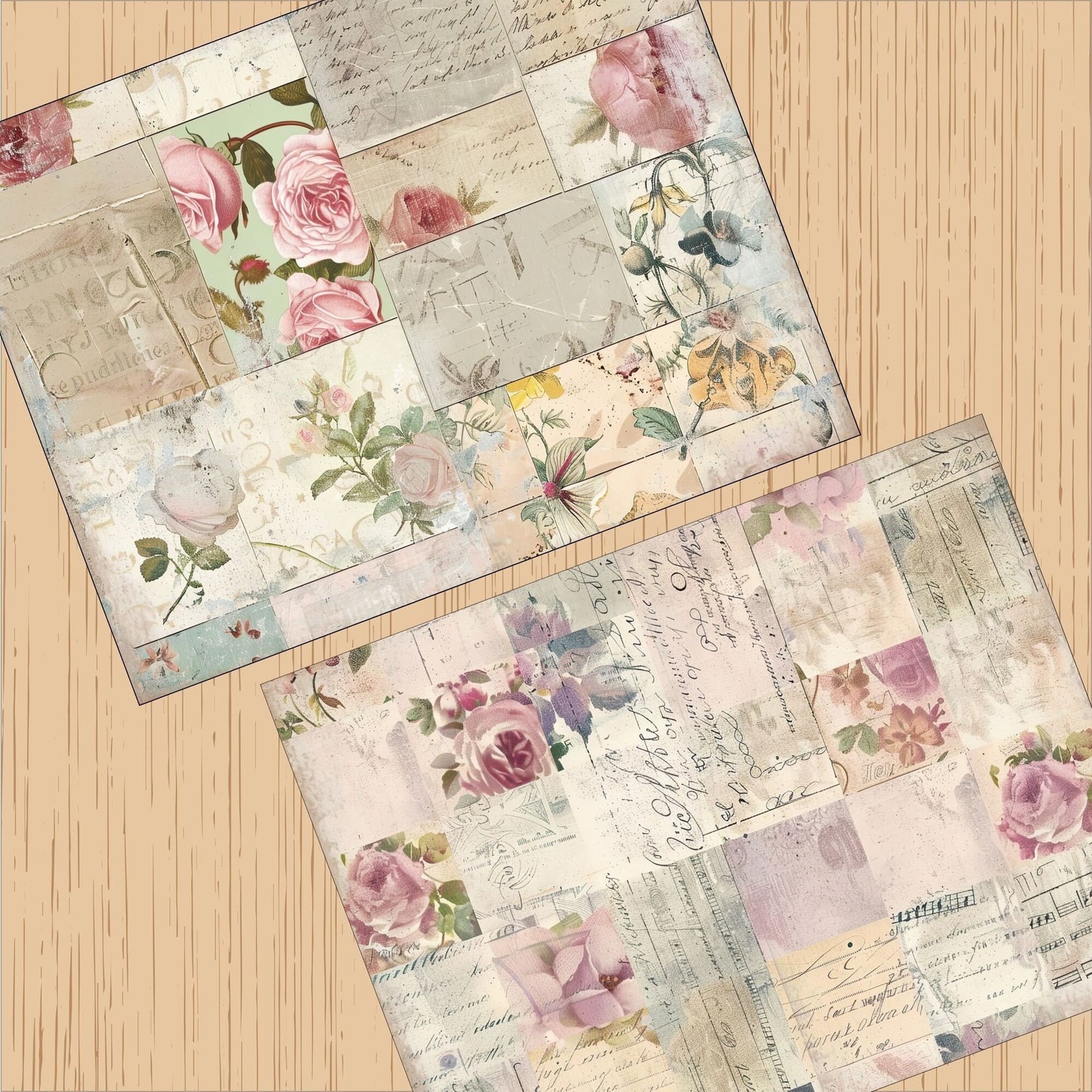 Romantic Collage Background Paper