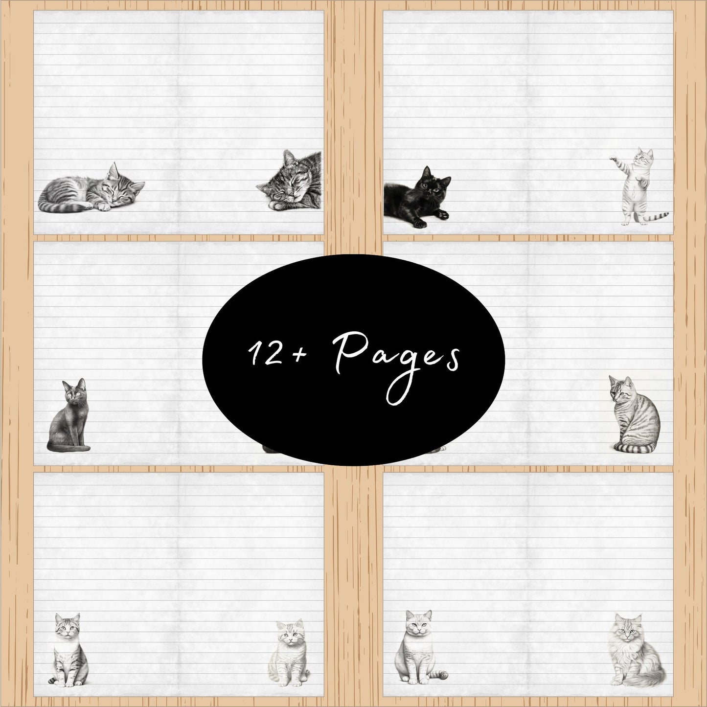 Cat Black & White Journal Pages