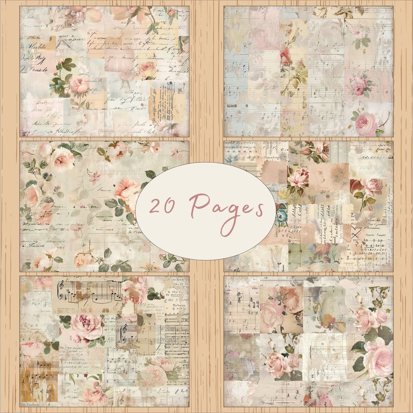 Romantic Collage Background Paper