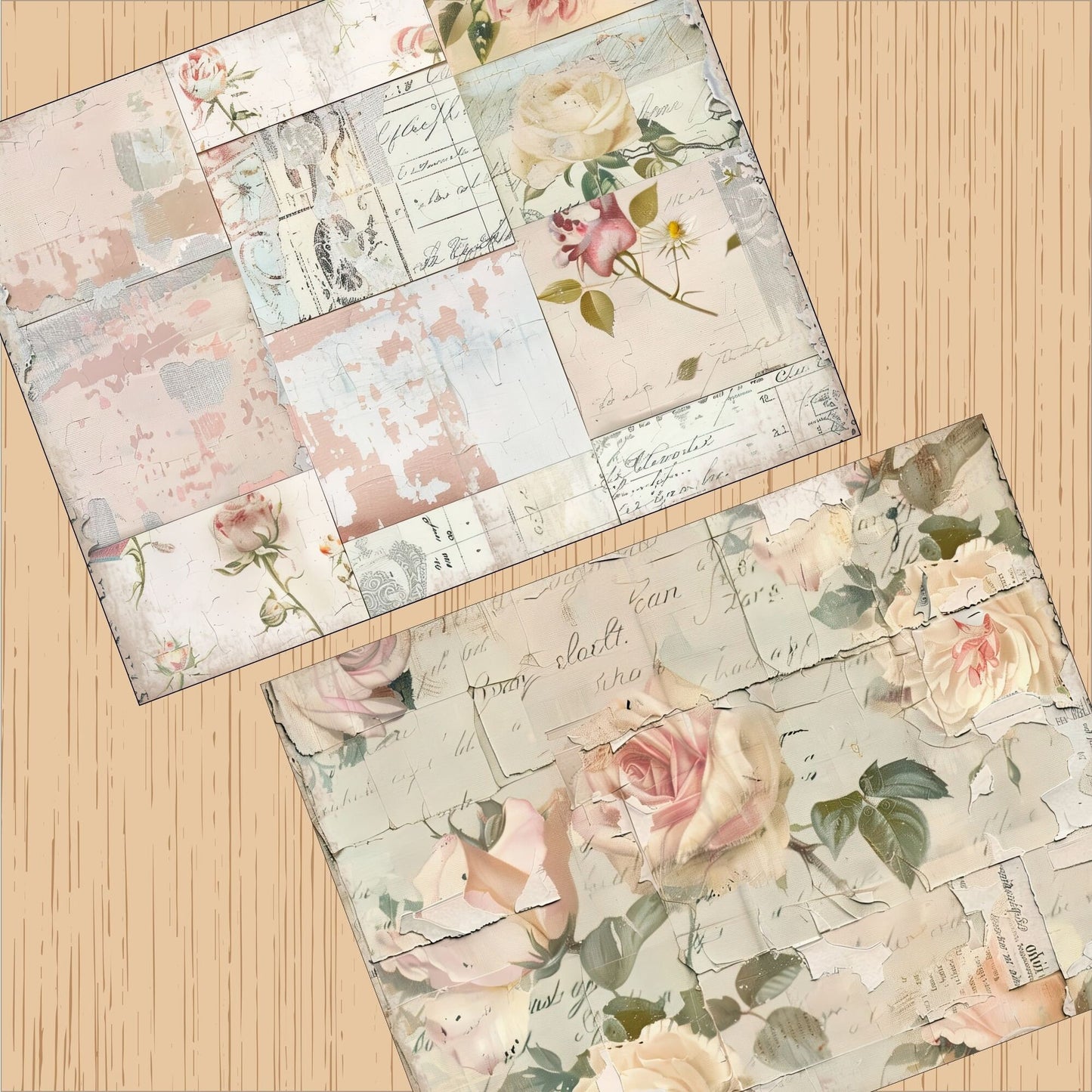 Romantic Collage Background Paper