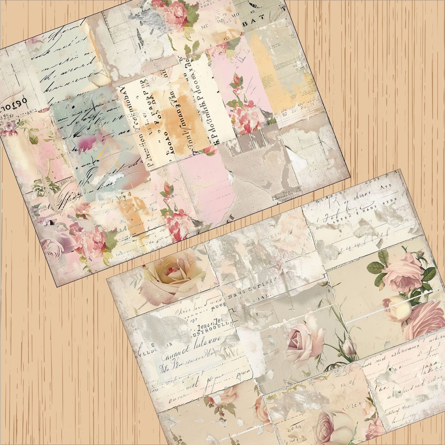 Romantic Collage Background Paper