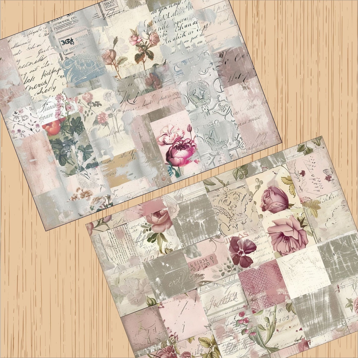 Romantic Collage Background Paper