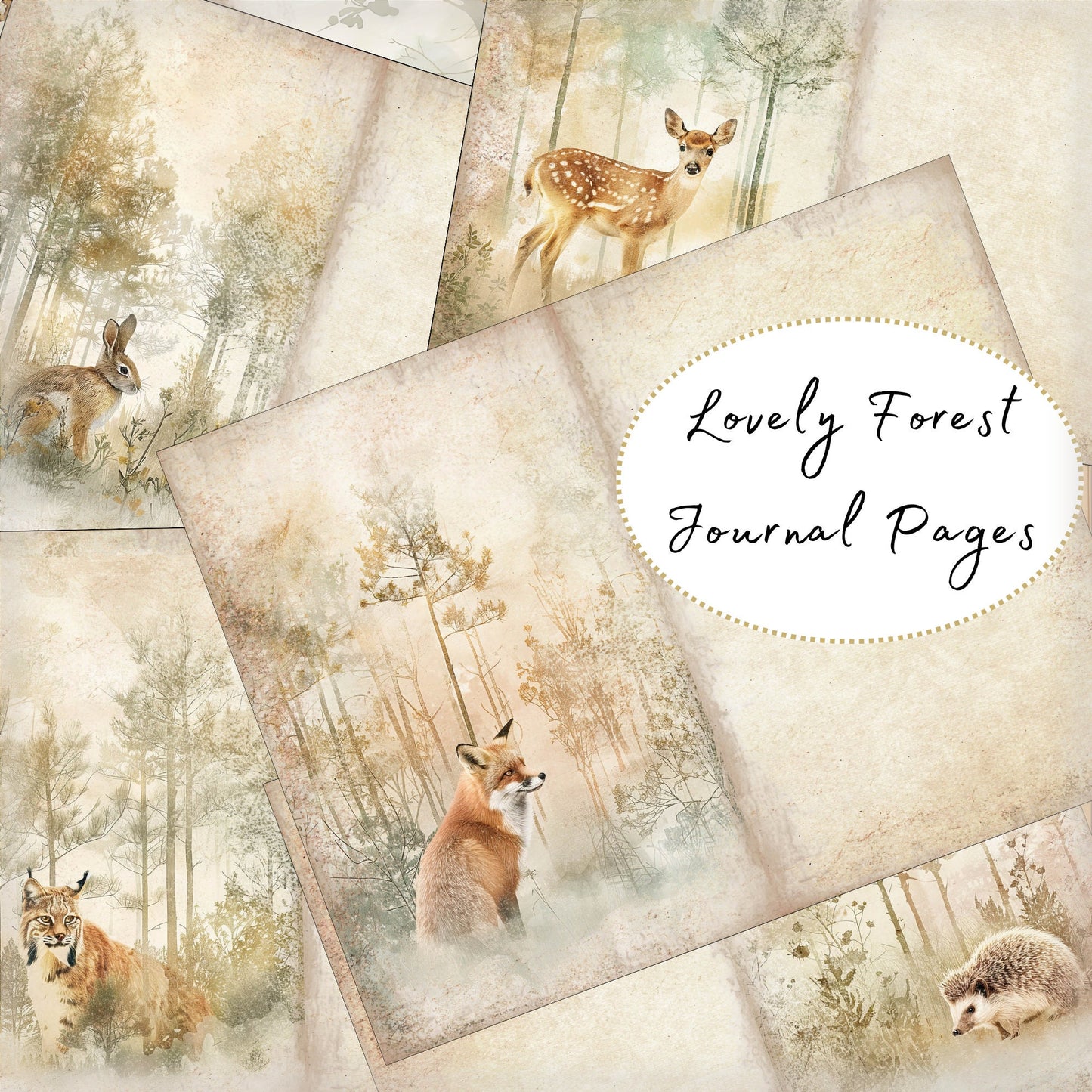 Vintage Forest Animal Junk Journal Paper