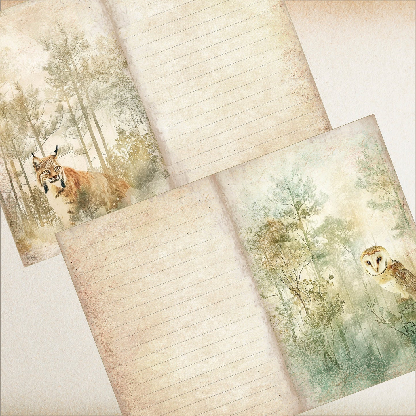 Forest Animal Lined Junk Journal Paper