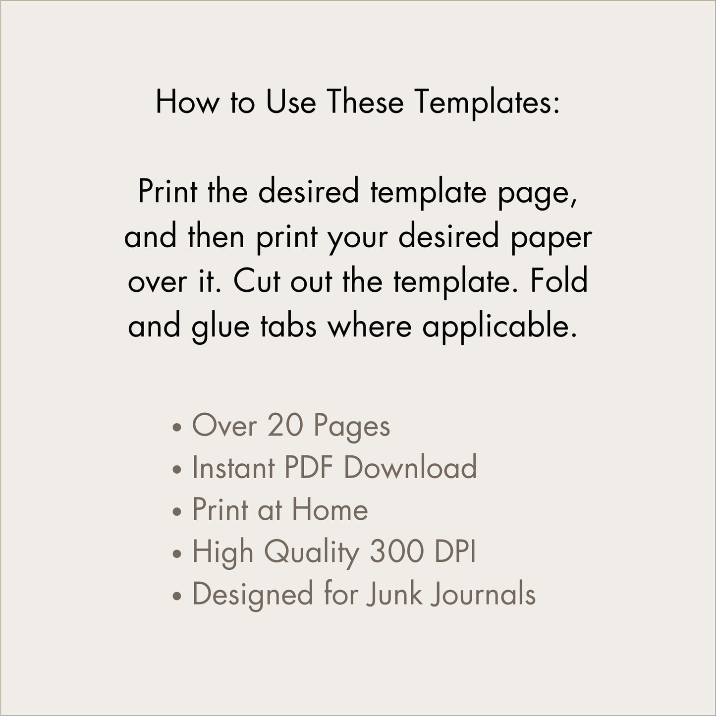 Junk Journal Template Kit - Junk Journal Pockets Tags and Envelope Templates