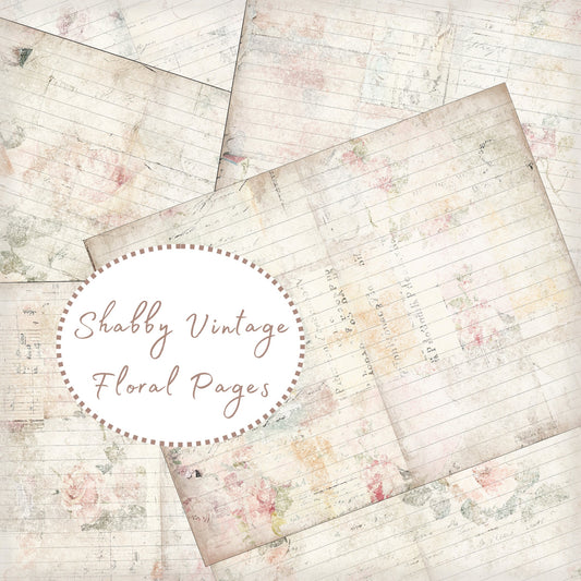 Shabby Vintage Floral Lined Junk Journal Paper