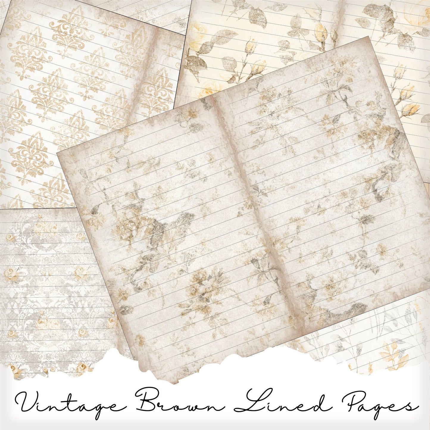 Brown Shabby Chic Junk Journal  Pages