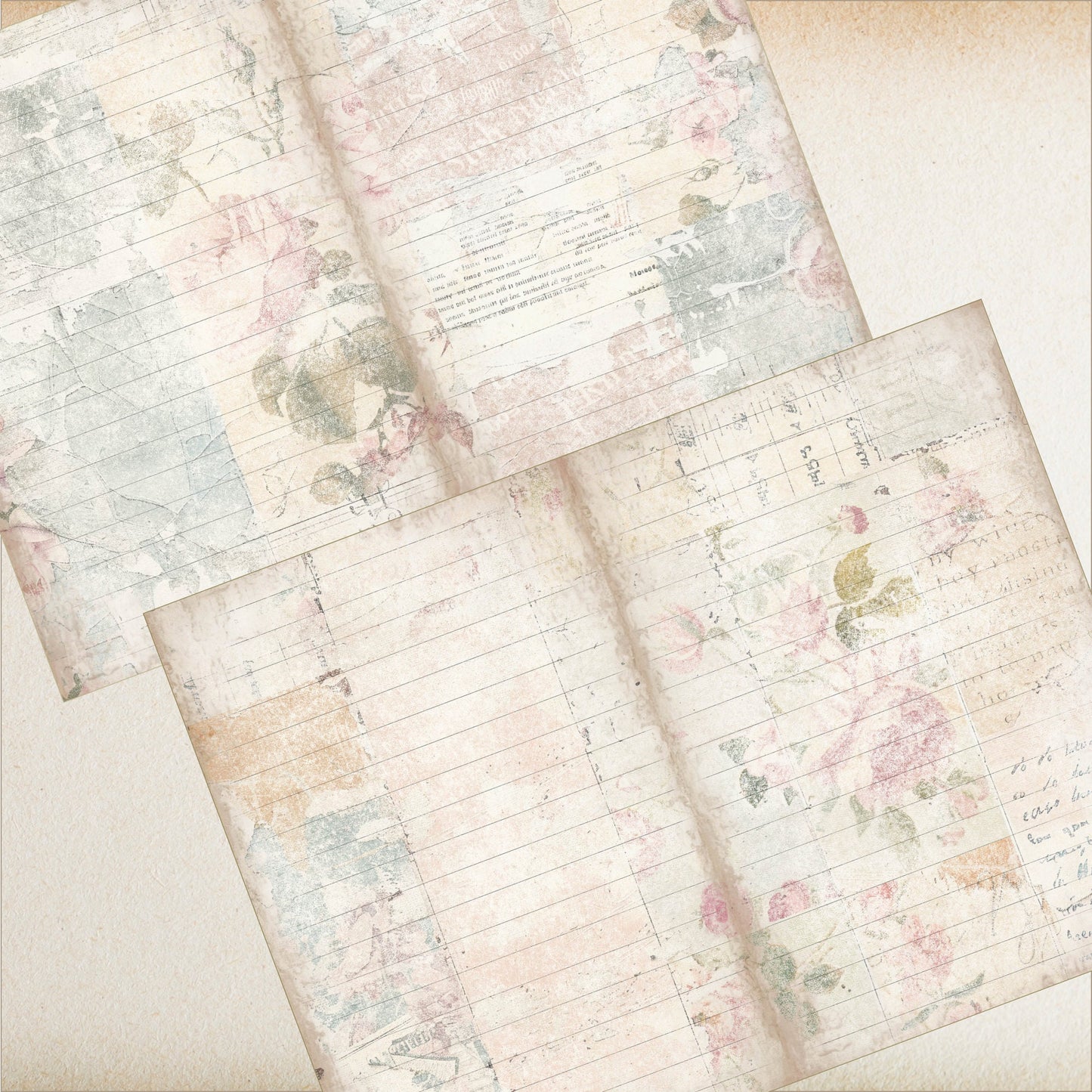 Floral Grunge Lined Junk Journal Paper