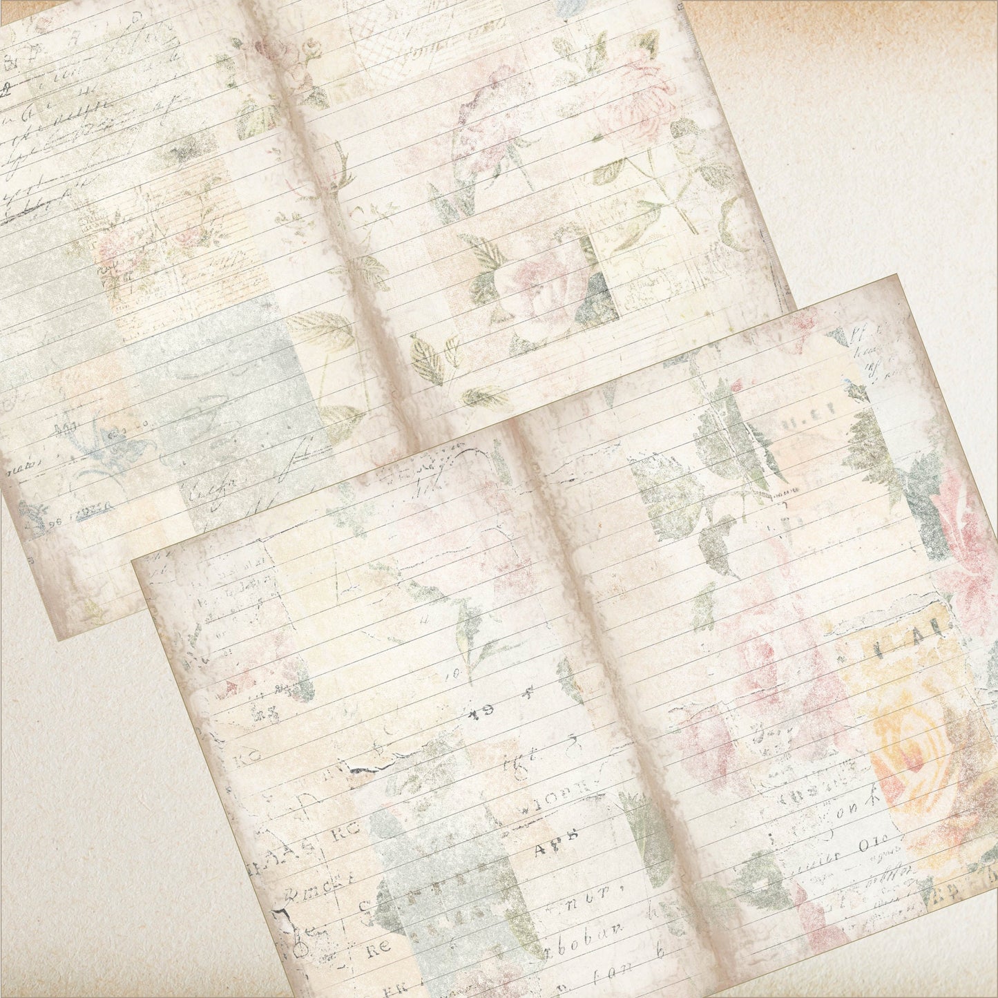 Floral Grunge Lined Junk Journal Paper