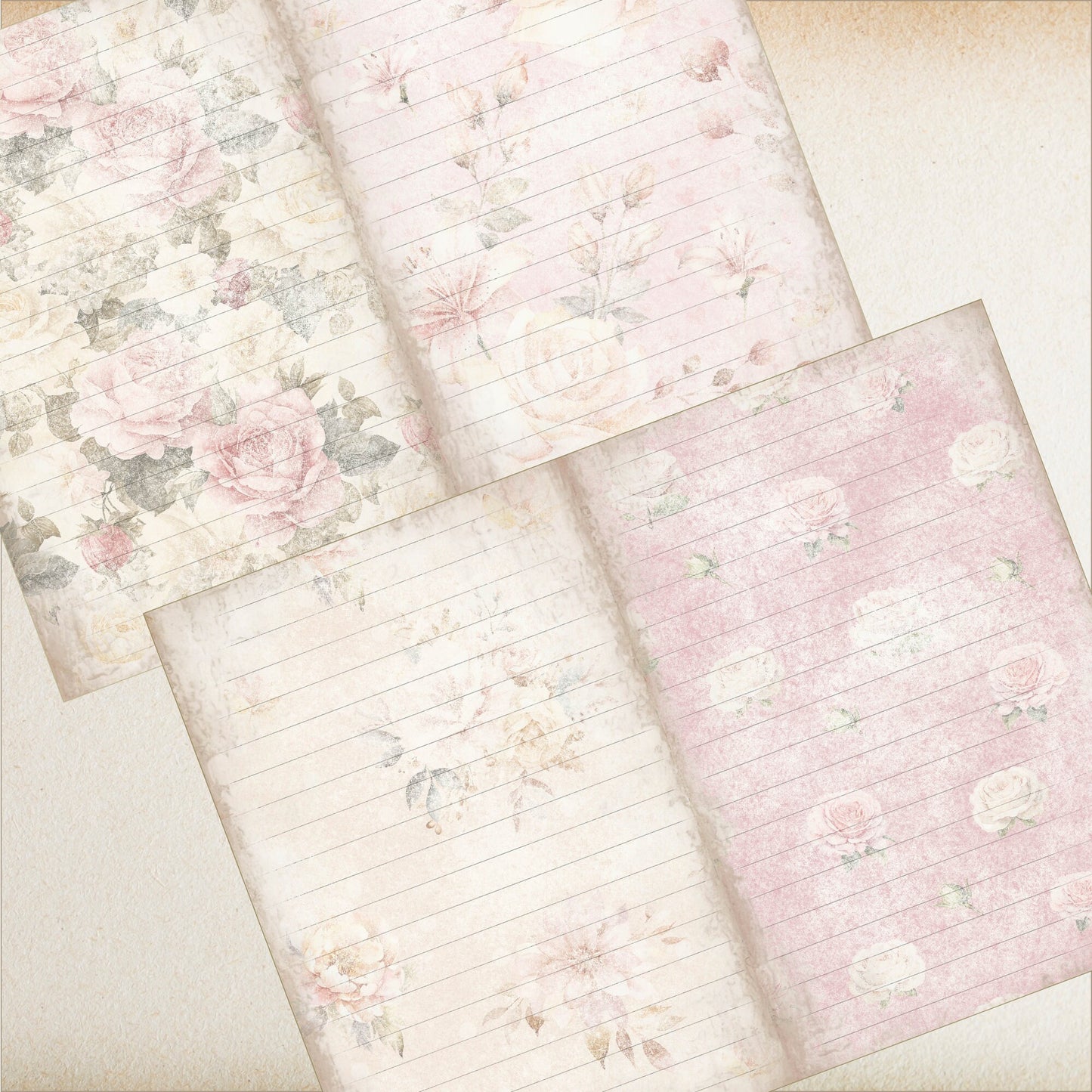 Rose Junk Journal Vintage Lined Paper