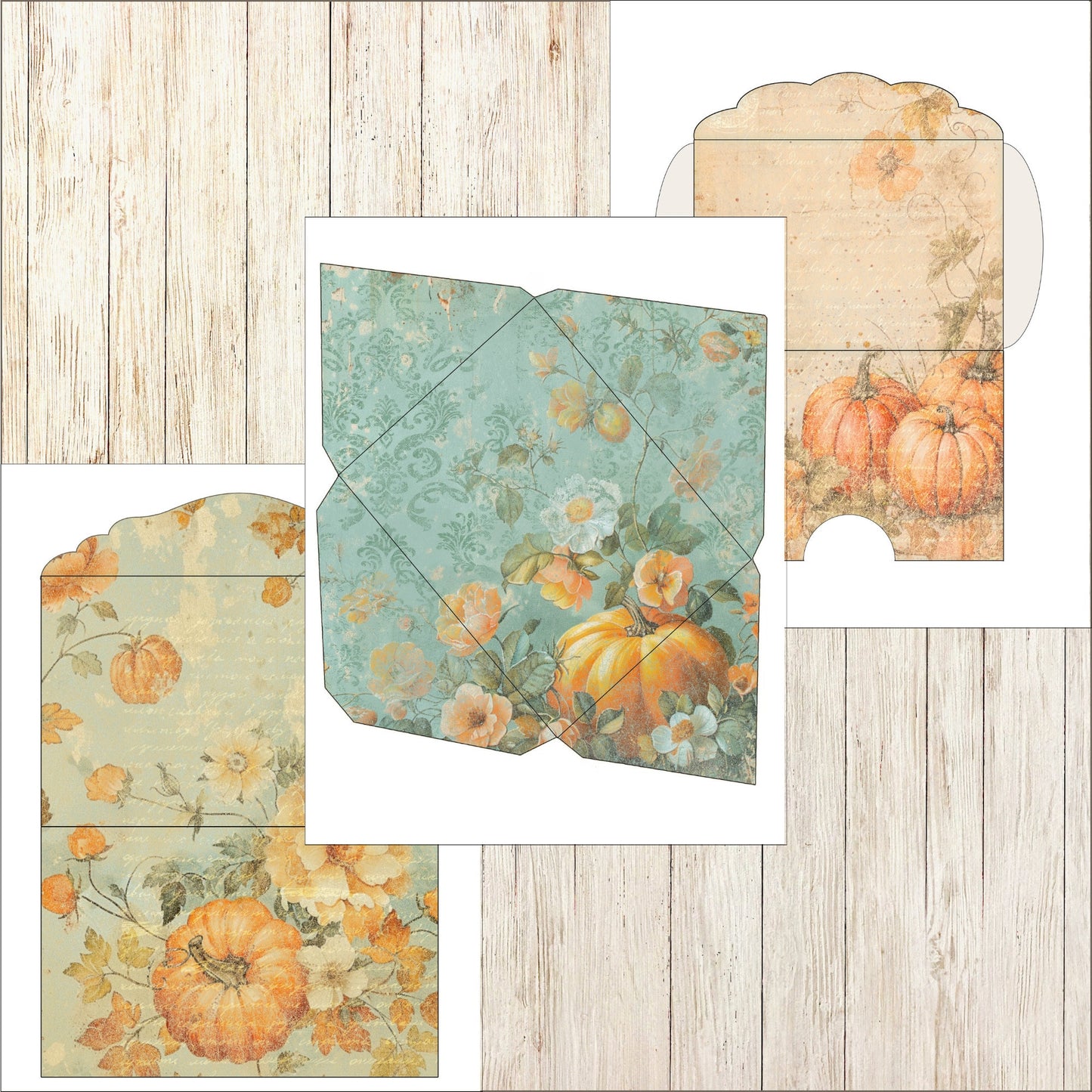 Autumn Junk Journal Kit - Fall Pumpkin Orange & Blue