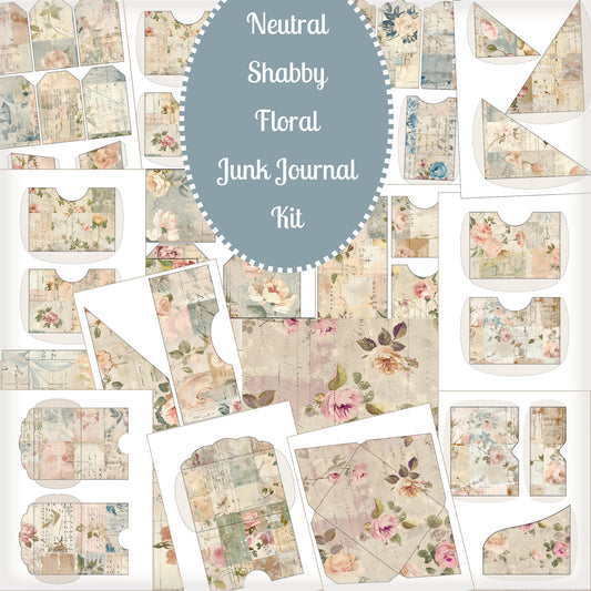 Neutral Floral Junk Journal Kit