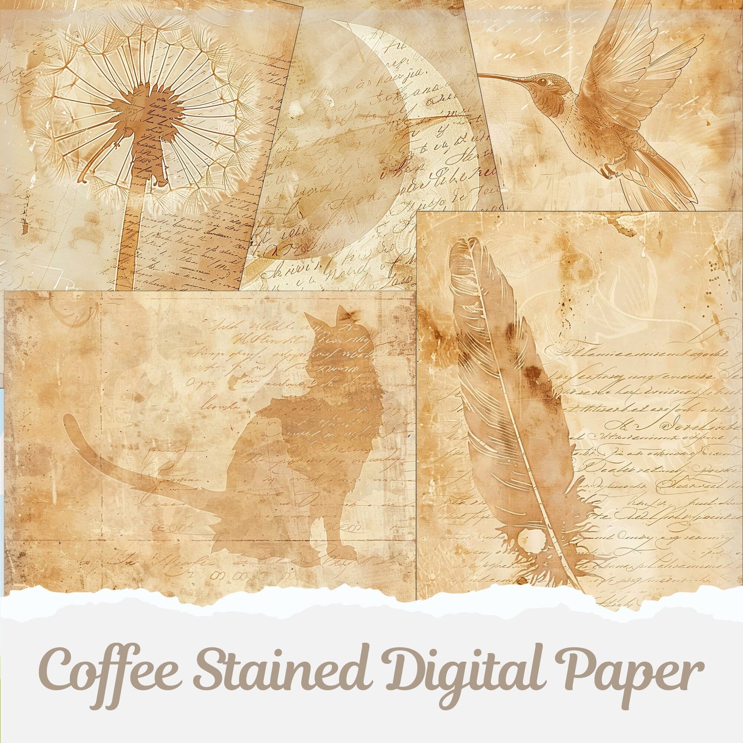 Coffee Dyed Junk Journal Paper