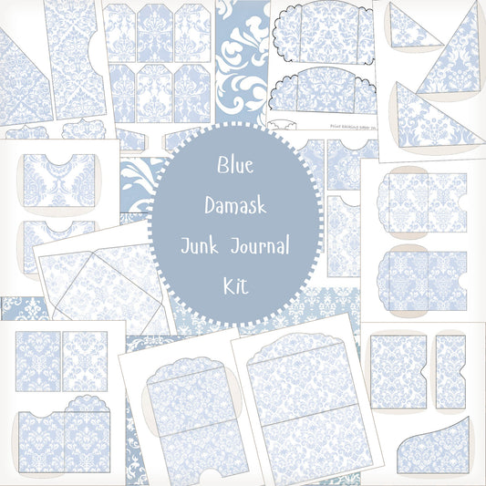 Junk Journal Kit Blue Damask