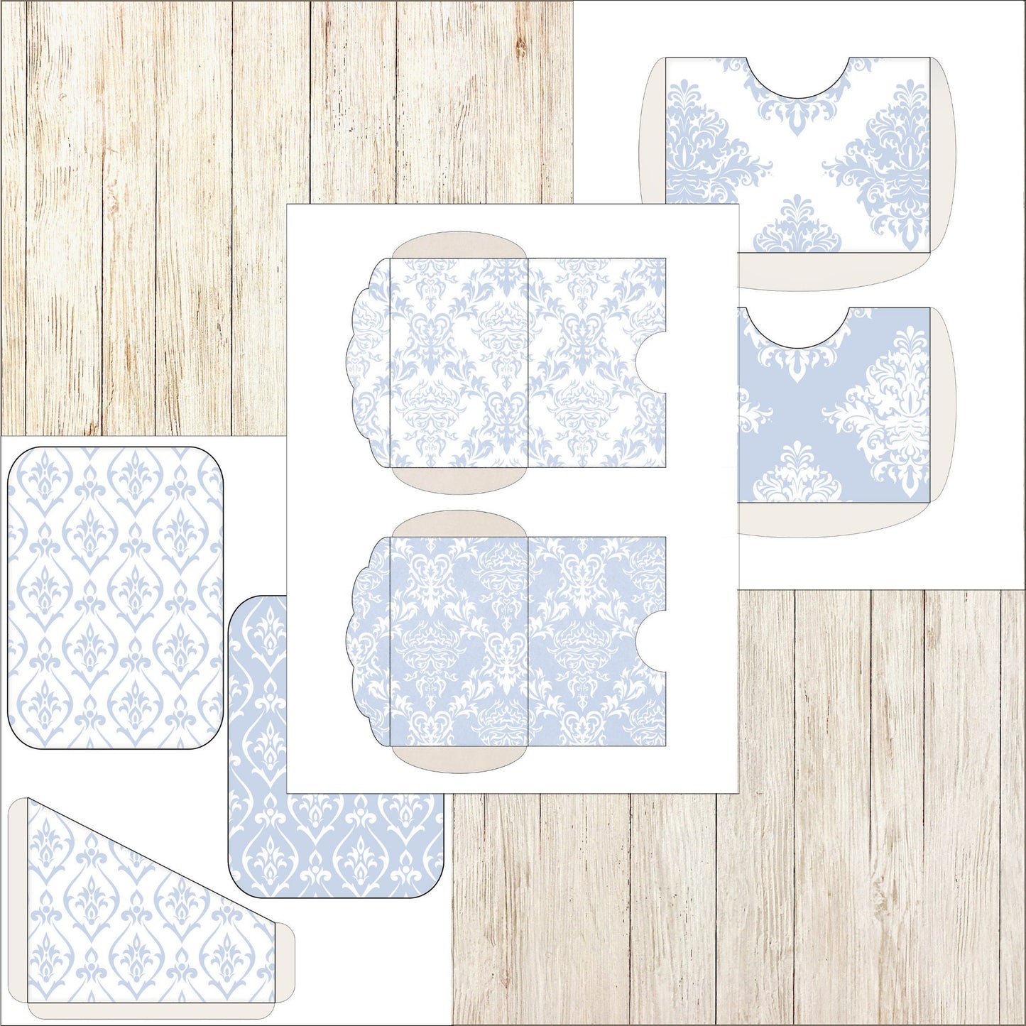 Junk Journal Kit Blue Damask