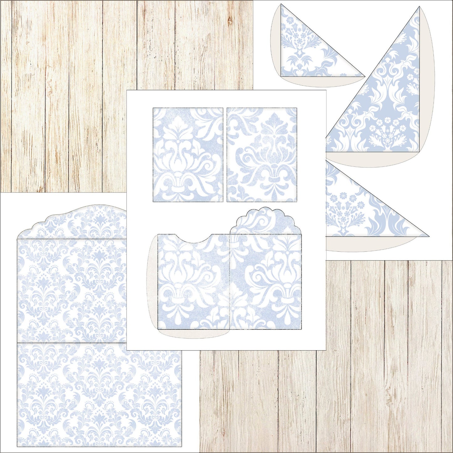 Junk Journal Kit Blue Damask