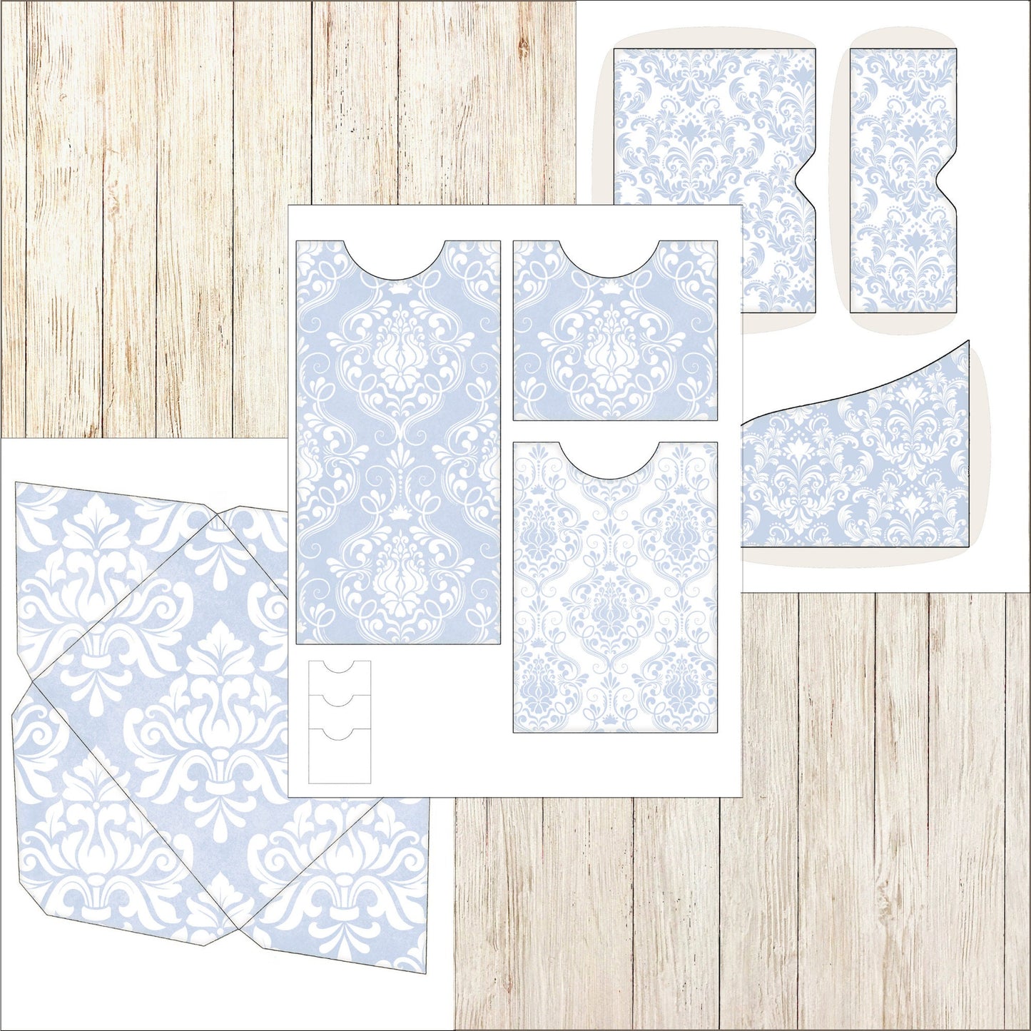 Junk Journal Kit Blue Damask