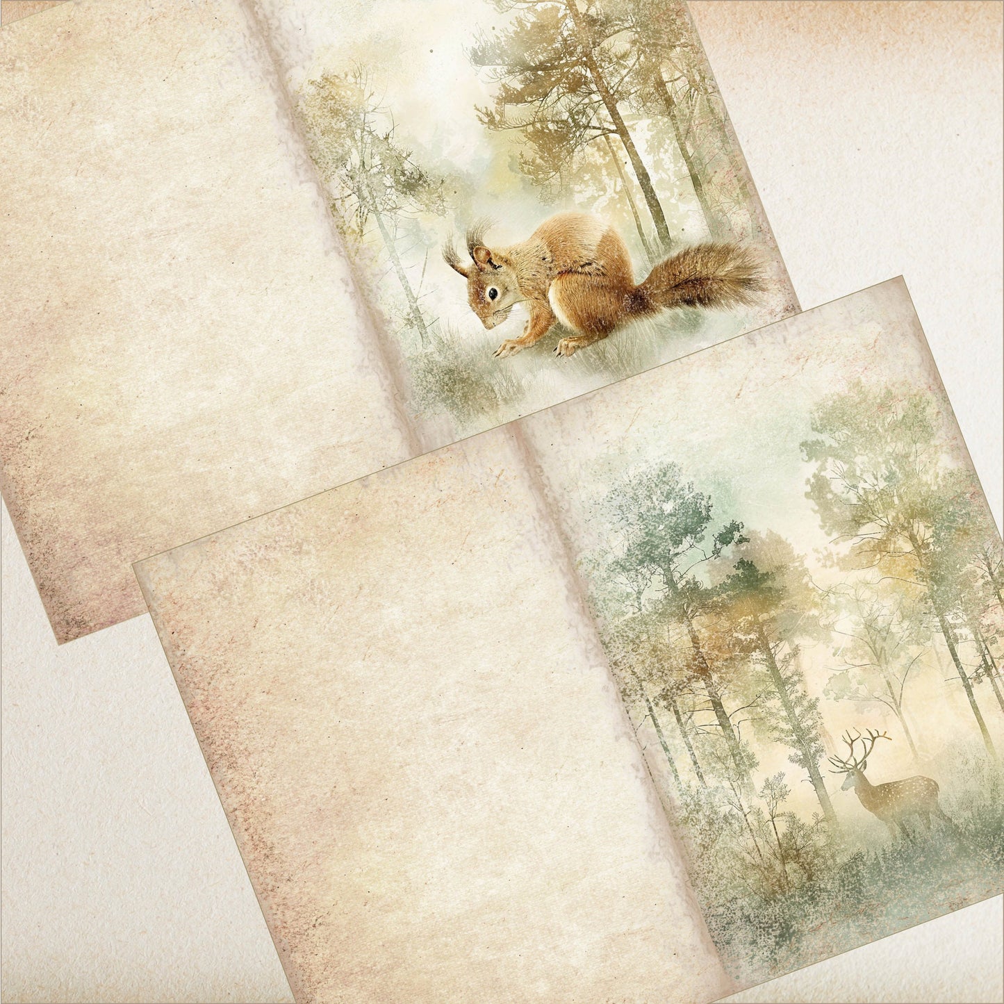 Vintage Forest Animal Junk Journal Paper