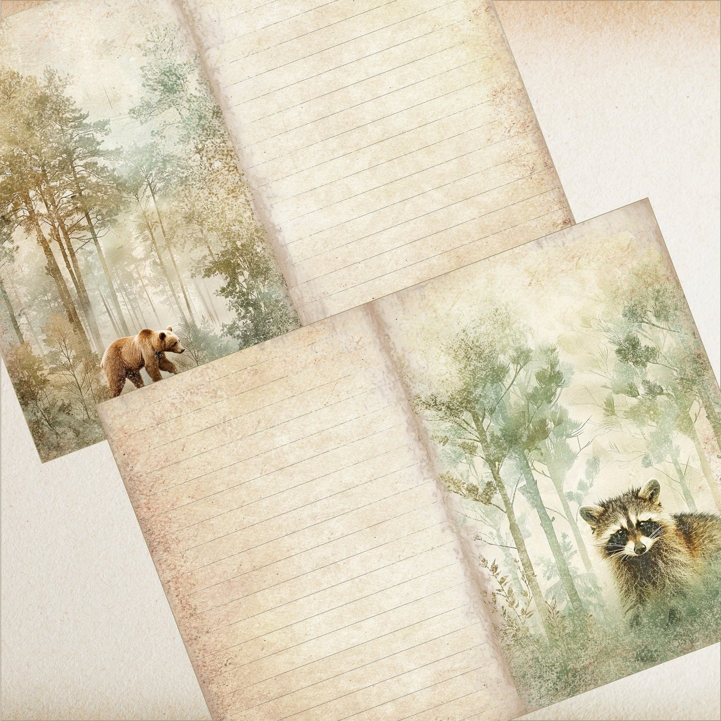 Forest Animal Lined Junk Journal Paper